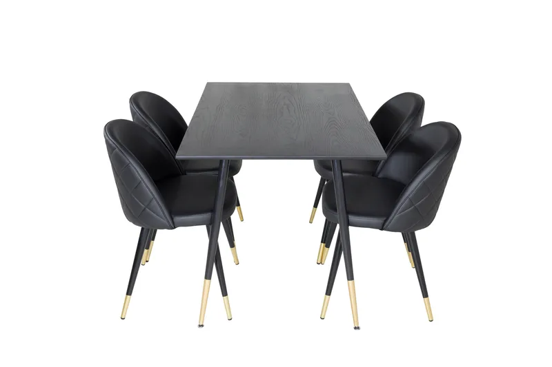 Spisegruppe Venture Home Balisa spisegruppe 120 cm rund med 4 Sedavi-stoler Svart/GULL