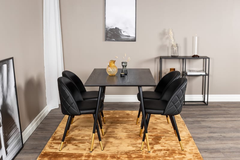 Spisegruppe Venture Home Balisa spisegruppe 120 cm rund med 4 Sedavi-stoler Svart/GULL - Møbler - Bord - Spisegruppe
