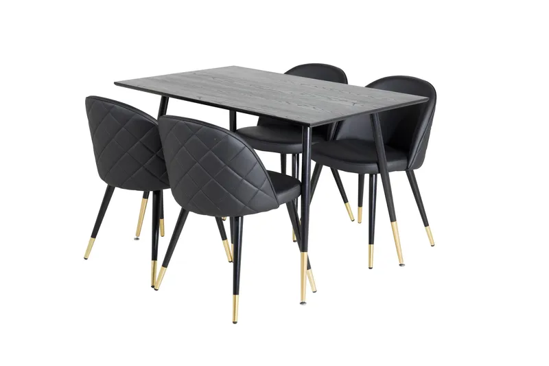 Spisegruppe Venture Home Balisa spisegruppe 120 cm rund med 4 Sedavi-stoler Svart/GULL - Møbler - Bord - Spisegruppe
