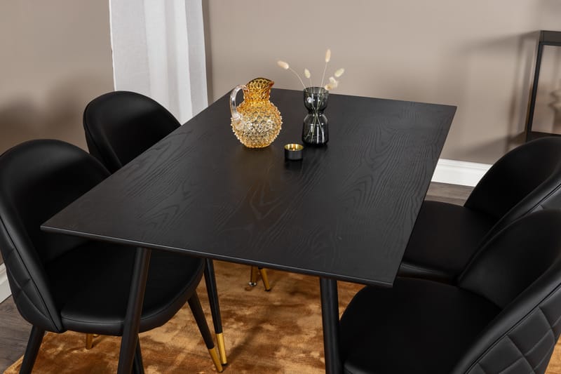 Spisegruppe Venture Home Balisa spisegruppe 120 cm rund med 4 Sedavi-stoler Svart/GULL - Møbler - Bord - Spisegruppe