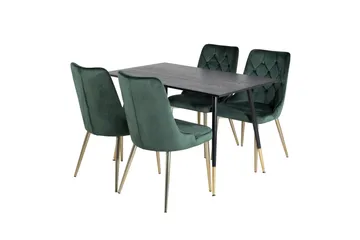 Spisegruppe Venture Home Balisa spisegruppe 120 cm rund med 4 Valera-stoler Svart/GULL/Grønn - Møbler - Bord - Spisegruppe