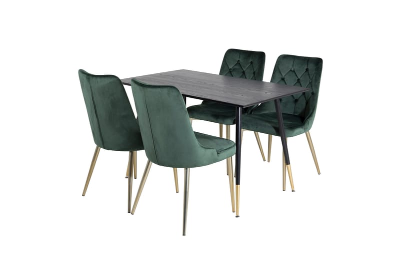 Spisegruppe Venture Home Balisa spisegruppe 120 cm rund med 4 Valera-stoler Svart/GULL/Grønn - Møbler - Bord - Spisegruppe
