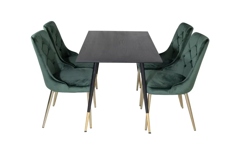 Spisegruppe Venture Home Balisa spisegruppe 120 cm rund med 4 Valera-stoler Svart/GULL/Grønn