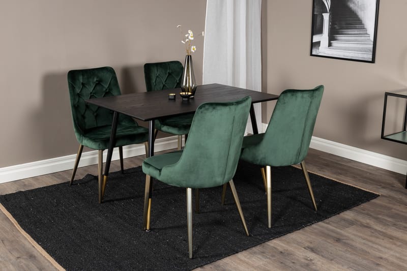 Spisegruppe Venture Home Balisa spisegruppe 120 cm rund med 4 Valera-stoler Svart/GULL/Grønn - Møbler - Bord - Spisegruppe