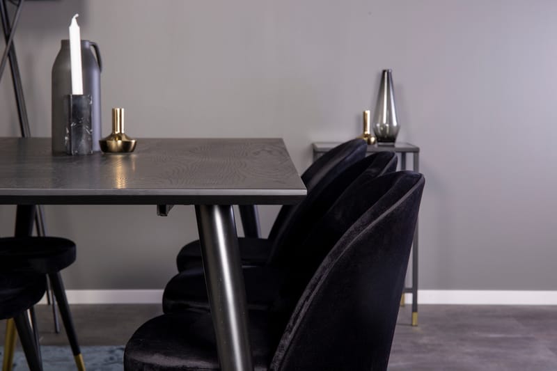 Spisegruppe Venture Home Balisa spisegruppe 180 cm rektangulær med 6 Sedavi-stoler Svart/GULL - Møbler - Bord - Spisegruppe