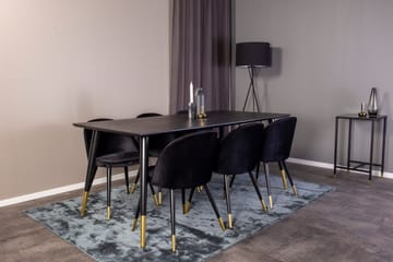 Spisegruppe Venture Home Balisa spisegruppe 180 cm rektangulær med 6 Sedavi-stoler Svart/GULL - Møbler - Bord - Spisegruppe