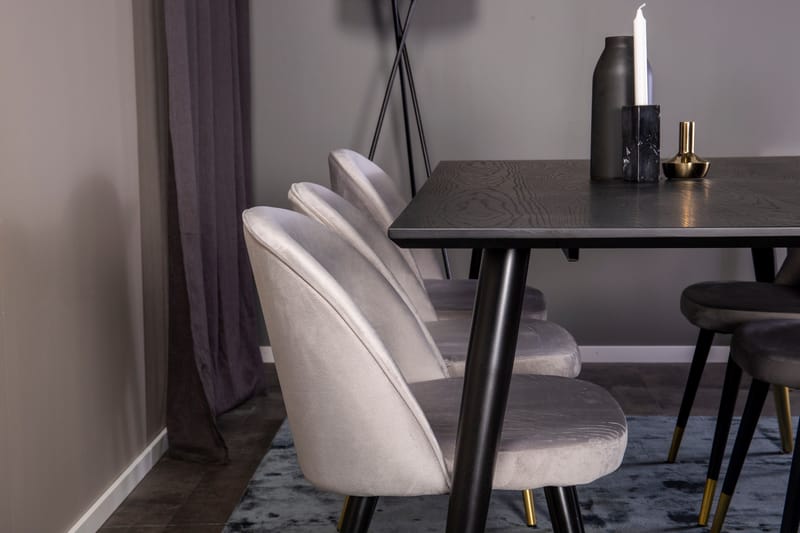 Spisegruppe Venture Home Balisa spisegruppe 180 cm rektangulær med 6 Sedavi-stoler Svart/GULL/Lys grå - Møbler - Bord - Spisegruppe