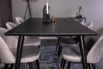 Spisegruppe Venture Home Balisa spisegruppe 180 cm rektangulær med 6 Sedavi-stoler Svart/GULL/Lys grå - Møbler - Bord - Spisegruppe