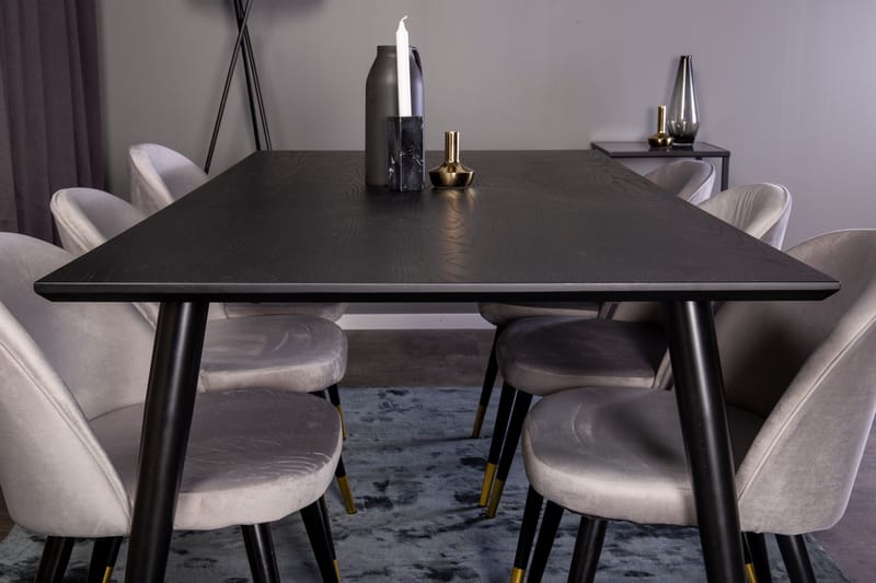 Spisegruppe Venture Home Balisa spisegruppe 180 cm rektangulær med 6 Sedavi-stoler Svart/GULL/Lys grå - Møbler - Bord - Spisegruppe