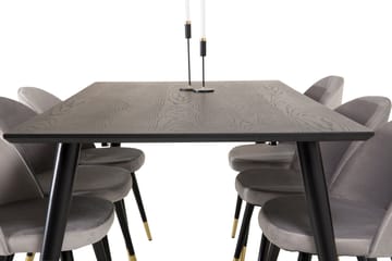 Spisegruppe Venture Home Balisa spisegruppe 180 cm rektangulær med 6 Sedavi-stoler Svart/GULL/Lys grå - Møbler - Bord - Spisegruppe