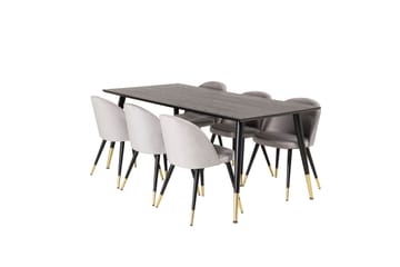 Spisegruppe Venture Home Balisa spisegruppe 180 cm rektangulær med 6 Sedavi-stoler Svart/GULL/Lys grå - Møbler - Bord - Spisegruppe