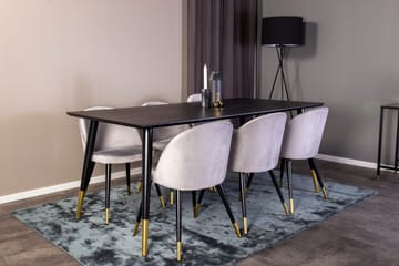 Spisegruppe Venture Home Balisa spisegruppe 180 cm rektangulær med 6 Sedavi-stoler Svart/GULL/Lys grå - Møbler - Bord - Spisegruppe
