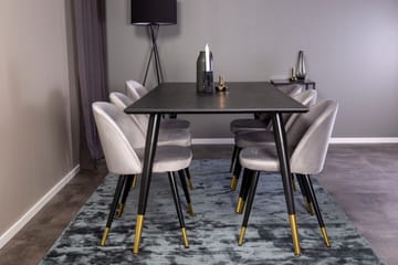 Spisegruppe Venture Home Balisa spisegruppe 180 cm rektangulær med 6 Sedavi-stoler Svart/GULL/Lys grå - Møbler - Bord - Spisegruppe