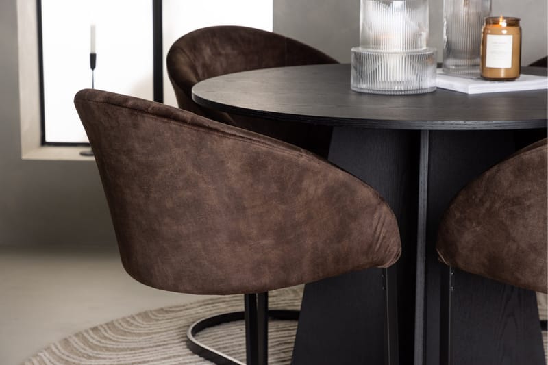 Spisegruppe Venture Home Bootcut spisegruppe 110 cm rund med 4 Evening-stoler Svart/mørk brun - Møbler - Bord - Spisegruppe