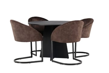 Spisegruppe Venture Home Bootcut spisegruppe 110 cm rund med 4 Evening-stoler Svart/mørk brun - Møbler - Bord - Spisegruppe