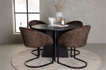 Spisegruppe Venture Home Bootcut spisegruppe 110 cm rund med 4 Evening-stoler Svart/mørk brun - Møbler - Bord - Spisegruppe