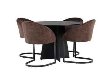 Spisegruppe Venture Home Bootcut spisegruppe 110 cm rund med 4 Evening-stoler Svart/mørk brun - Møbler - Bord - Spisegruppe