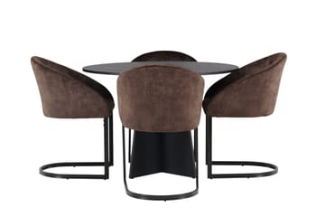Spisegruppe Venture Home Bootcut spisegruppe 110 cm rund med 4 Evening-stoler Svart/mørk brun - Møbler - Bord - Spisegruppe