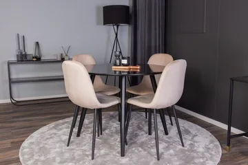 Spisegruppe Venture Home Deandra spisegruppe 100 cm rund med 4 Bennie-stoler Beige/Svart - Møbler - Bord - Spisegruppe