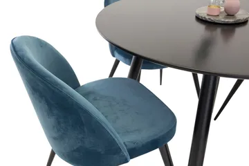 Spisegruppe Venture Home Deandra spisegruppe 100 cm rund med 4 Sedavi-stoler Svart/blå - Møbler - Bord - Spisegruppe