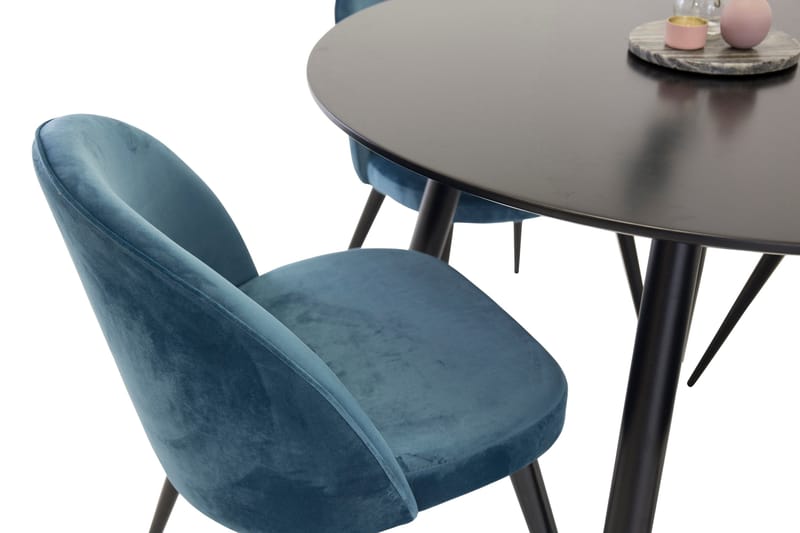 Spisegruppe Venture Home Deandra spisegruppe 100 cm rund med 4 Sedavi-stoler Svart/blå - Møbler - Bord - Spisegruppe
