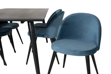 Spisegruppe Venture Home Dipp spisegruppe 180 cm rektangulær med 6 Velvet-stoler Svart/blå - Møbler - Bord - Spisegruppe