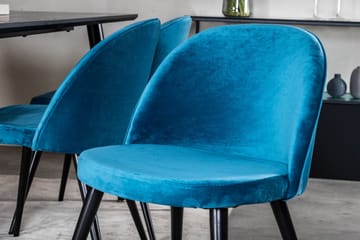Spisegruppe Venture Home Dipp spisegruppe 180 cm rektangulær med 6 Velvet-stoler Svart/blå - Møbler - Bord - Spisegruppe