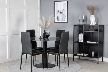 Spisegruppe Venture Home Estelle spisegruppe 106 cm rund med 4 Slim-stoler Svart - Møbler - Bord - Spisegruppe