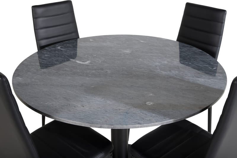 Spisegruppe Venture Home Estelle spisegruppe 106 cm rund med 4 Slim-stoler Svart - Møbler - Bord - Spisegruppe