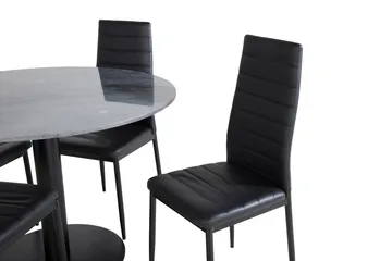 Spisegruppe Venture Home Estelle spisegruppe 106 cm rund med 4 Slim-stoler Svart - Møbler - Bord - Spisegruppe