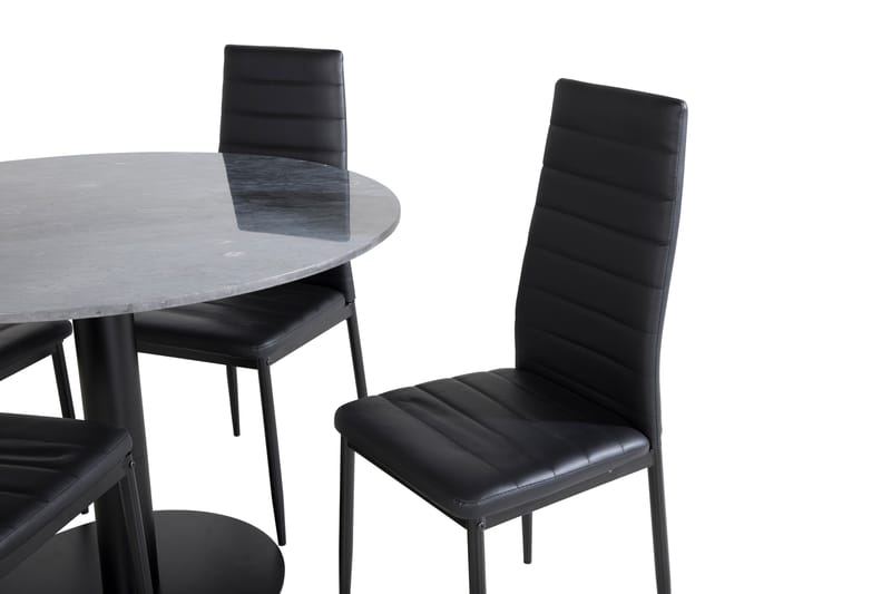 Spisegruppe Venture Home Estelle spisegruppe 106 cm rund med 4 Slim-stoler Svart - Møbler - Bord - Spisegruppe