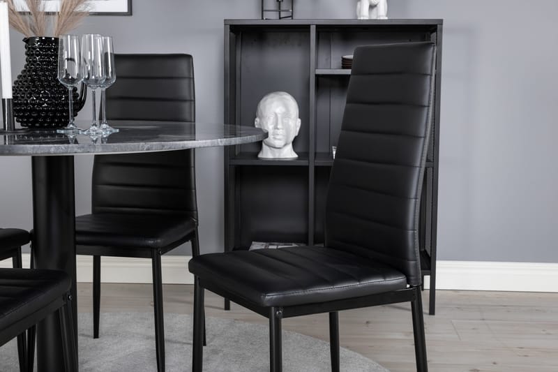 Spisegruppe Venture Home Estelle spisegruppe 106 cm rund med 4 Slim-stoler Svart - Møbler - Bord - Spisegruppe