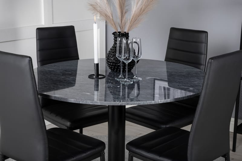 Spisegruppe Venture Home Estelle spisegruppe 106 cm rund med 4 Slim-stoler Svart - Møbler - Bord - Spisegruppe