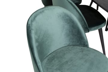 Spisegruppe Venture Home Gold spisegruppe uttrekkbar 180–220 cm rektangulær med 6 Velvet-stoler Svart/Grønn - Møbler - Bord - Spisegruppe