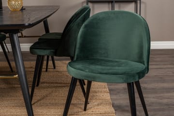 Spisegruppe Venture Home Gold spisegruppe uttrekkbar 180–220 cm rektangulær med 6 Velvet-stoler Svart/Grønn - Møbler - Bord - Spisegruppe