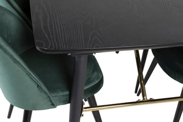 Spisegruppe Venture Home Gold spisegruppe uttrekkbar 180–220 cm rektangulær med 6 Velvet-stoler Svart/Grønn - Møbler - Bord - Spisegruppe