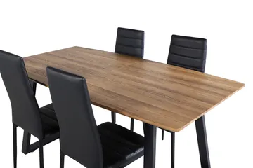 Spisegruppe Venture Home Inca spisegruppe 160 cm rektangulær med 4 Slim-stoler Svart/Natur - Møbler - Bord - Spisegruppe
