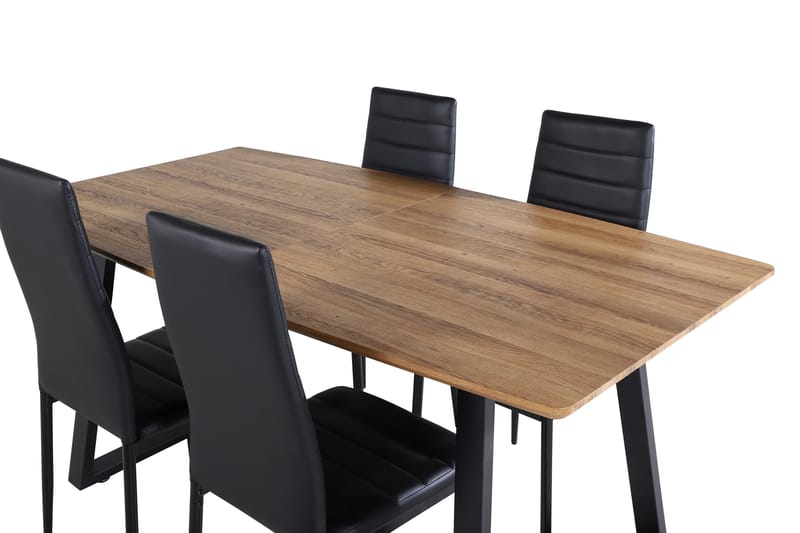 Spisegruppe Venture Home Inca spisegruppe 160 cm rektangulær med 4 Slim-stoler Svart/Natur - Møbler - Bord - Spisegruppe