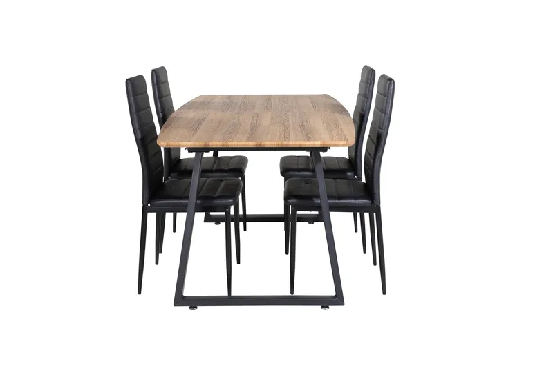 Spisegruppe Venture Home Inca spisegruppe 160 cm rektangulær med 4 Slim-stoler Svart/Natur