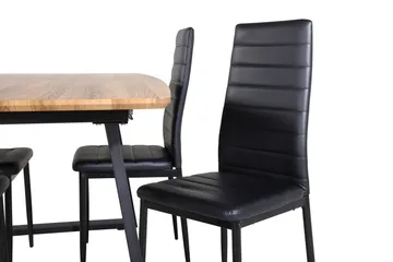 Spisegruppe Venture Home Inca spisegruppe 160 cm rektangulær med 4 Slim-stoler Svart/Natur - Møbler - Bord - Spisegruppe
