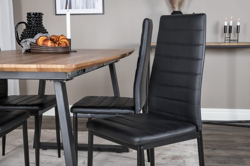 Spisegruppe Venture Home Inca spisegruppe 160 cm rektangulær med 4 Slim-stoler Svart/Natur - Møbler - Bord - Spisegruppe
