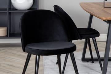 Spisegruppe Venture Home Inca spisegruppe 160 cm rektangulær med 4 Velvet-stoler Svart/Natur - Møbler - Bord - Spisegruppe
