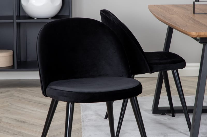 Spisegruppe Venture Home Inca spisegruppe 160 cm rektangulær med 4 Velvet-stoler Svart/Natur - Møbler - Bord - Spisegruppe