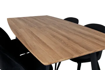 Spisegruppe Venture Home Inca spisegruppe 160 cm rektangulær med 4 Velvet-stoler Svart/Natur - Møbler - Bord - Spisegruppe