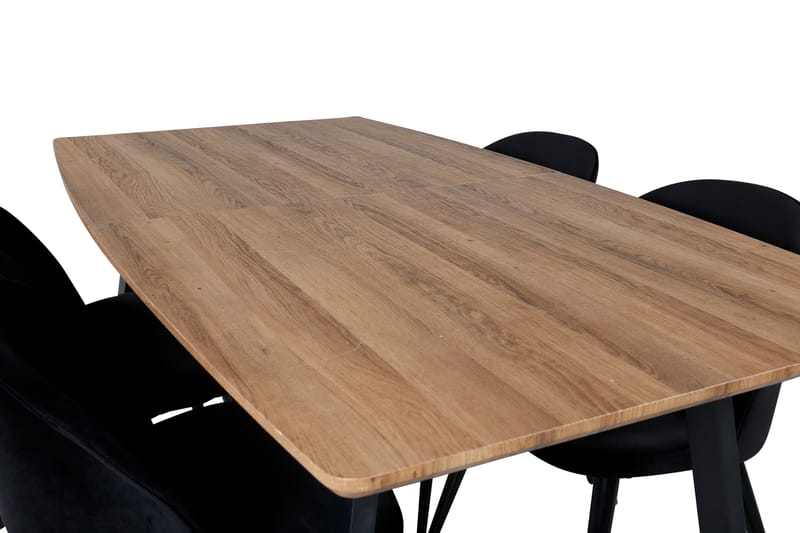 Spisegruppe Venture Home Inca spisegruppe 160 cm rektangulær med 4 Velvet-stoler Svart/Natur - Møbler - Bord - Spisegruppe