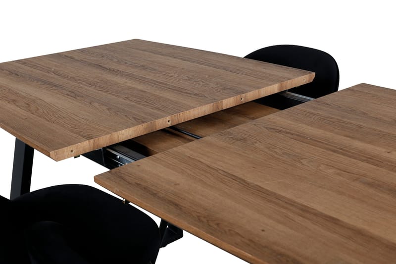 Spisegruppe Venture Home Inca spisegruppe 160 cm rektangulær med 4 Velvet-stoler Svart/Natur - Møbler - Bord - Spisegruppe