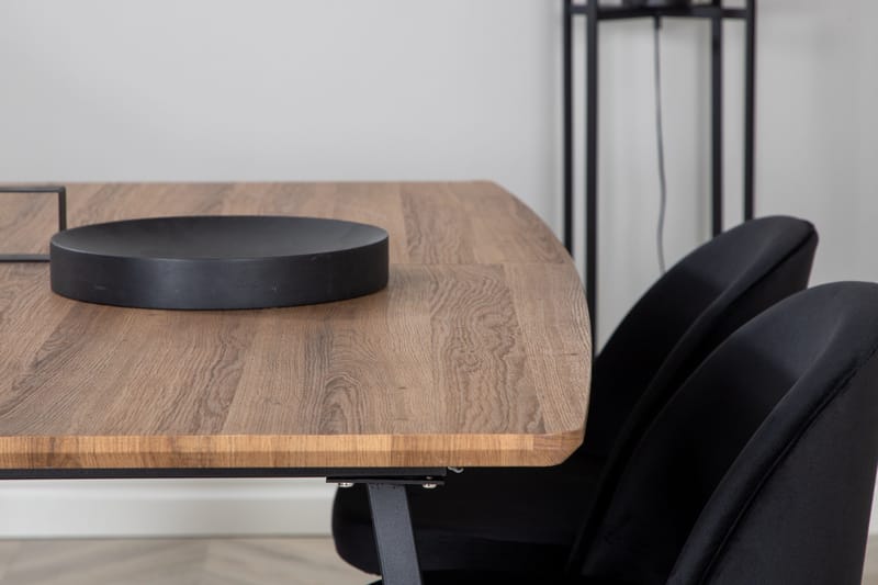 Spisegruppe Venture Home Inca spisegruppe 160 cm rektangulær med 4 Velvet-stoler Svart/Natur - Møbler - Bord - Spisegruppe