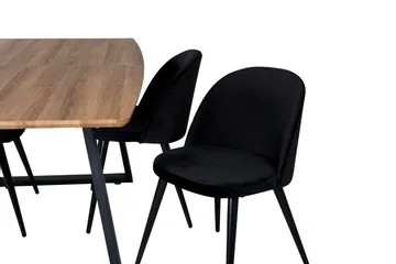 Spisegruppe Venture Home Inca spisegruppe 160 cm rektangulær med 4 Velvet-stoler Svart/Natur - Møbler - Bord - Spisegruppe
