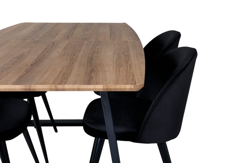 Spisegruppe Venture Home Inca spisegruppe 160 cm rektangulær med 4 Velvet-stoler Svart/Natur - Møbler - Bord - Spisegruppe