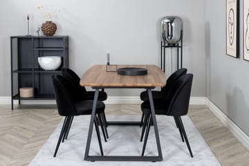 Spisegruppe Venture Home Inca spisegruppe 160 cm rektangulær med 4 Velvet-stoler Svart/Natur - Møbler - Bord - Spisegruppe